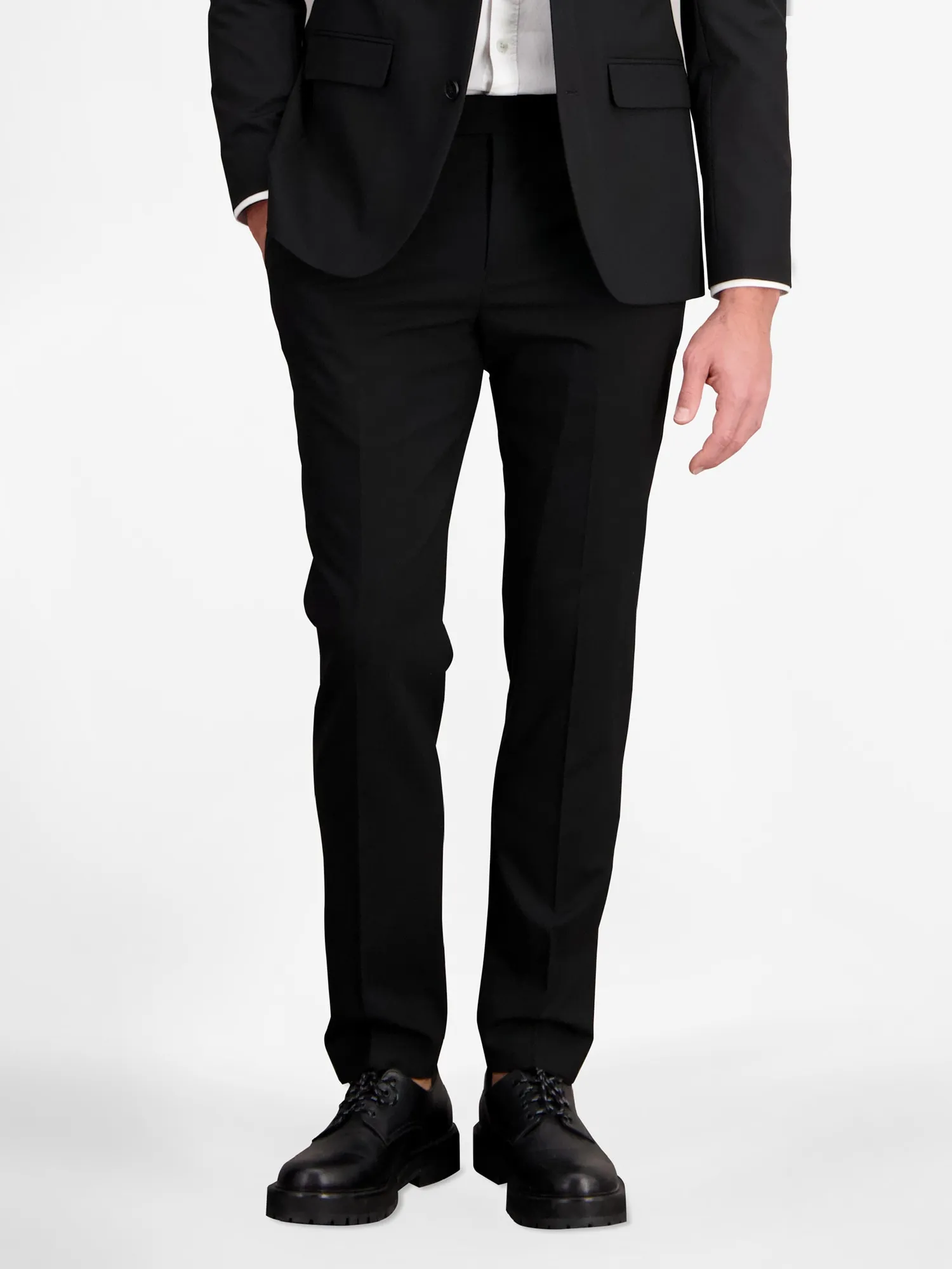 Baukastenhose LERROS "LERROS Herren Anzughose mit Stretchanteil, gerade geschnitten" Gr. 52, Normalgrößen, schwarz (black) Herren Hosen Anzüge