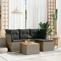 Festnight Balkon Lounge Klein mit Stauraum Balkon Sofa Rattan Sofa Gartenlounge Rattansofa Gartensofa Ecksofa Lounge Sofa Outdoor Polyrattan Balkonmöbel Couch Gartenmöbel Ecklounge