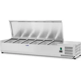 Royal Catering Kühlaufsatzvitrine 140 x 33 cm 6 GN 1/4 Behälter - Kühlaufsatzvitrinen Royal Catering