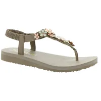 Skechers Damen Meditation-Glas Gänseblümchen Flipflop, Taupe Multi, 38 EU - 38 EU