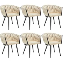 Tectake tectake® Esszimmerstuhl, Astano Samt, Knotendesign, schlanke Stahlbeine, 60,5 x 55 x 75 cm