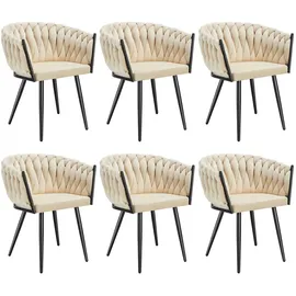 Tectake tectake® Esszimmerstuhl, Astano Samt, Knotendesign, schlanke Stahlbeine, 60,5 x 55 x 75 cm