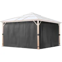 TOOLPORT 4 Seitenteile für Gartenpavillon Forest Deluxe 4x4 m - Polyester ca. 180 g/m2 - mit Reißverschluss - grau