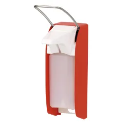 ingo-man® plus IMP Seifen-/Desinfektionsmittelspender 1418091 , Farbe: leuchthellrot,mit kurzem Bedienhebel, E P/24