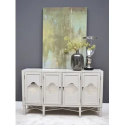 Leonique Sideboard »Juliette«, Kommode, Antik Weiß, Ornamente, verspiegeltes Glas, ca. 152x41x89 cm Leonique antik weiß