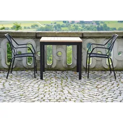 Outdoor Tisch Quadrat Teak / schwarz 120x120