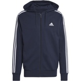 adidas Essentials French Terry 3-Stripes Full-Zip Hoodie, Legend Ink/White, L