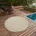 Outdoor Teppich Wetterfester Indoor Outdoor Teppich im Jute-Look für Balkon Terrasse Garten Wohnzimmer Esszimmer pflegeleicht UV-beständig Creme ca 160 cm Rund