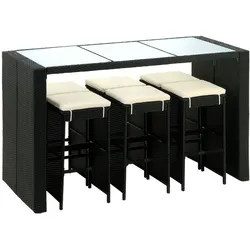 Casaria Poly Rattan 6+1 Sitzgruppe Rio Garten Bar Set