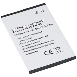 AccuCell Akku passend für Emporia Active V50, Active V50 4G, Li-ion, 3,7V, 1000mAh, 3,7Wh