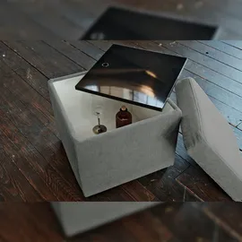 KAWOLA Hocker mit Stauraum IDA Stoff anthrazit