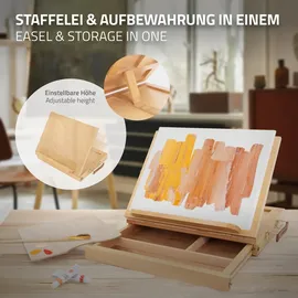 ECD Germany Tischstaffelei Holz mit Schublade und Palette, Holzstaffelei Klein