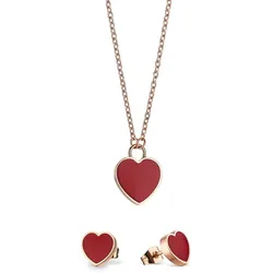 Halskette mit Herz Anhänger und Herz Ohrringe - Bering Jewelry Modell: 431-715-Rosegold