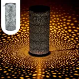 Marrakesch Orient & Mediterran Interior Marrakesch Solarlaternen Solarlampen für außen mit Henkel aus Metall 30cm Groß | Vintage Deko Outdoor Solar LED Laterne Wetterfest Feroe Grün I...