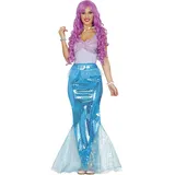 FIESTAS GUIRCA Fabelhafte Meerjungfrau Karneval Kostüm Damen – Pailletten Meerjungfrauen Outfit u. Metallic Meerjungfrauflosse mit Schuppen– Faschingskostüm Erwachsene Damen Größe S 34-36