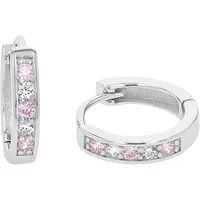 Amor Creolen 925 Sterling Silber Mädchen Kinder Ohrschmuck, mit Zirkonia synth., 1,2 cm, Silber, Kommt in Schmuck Geschenk Box, 9257041