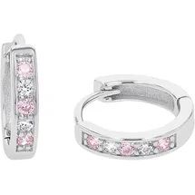 Amor Creolen 925 Sterling Silber Mädchen Kinder Ohrschmuck, mit Zirkonia synth., 1,2 cm, Silber, Kommt in Schmuck Geschenk Box, 9257041