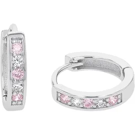 Amor Creolen 925 Sterling Silber Mädchen Kinder Ohrschmuck, mit Zirkonia synth., 1,2 cm, Silber, Kommt in Schmuck Geschenk Box, 9257041