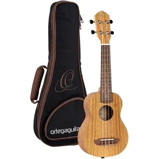 Ortega Guitars Sopran Ukulele Akustisch – Timber Series – Inklusive Gigbag – Zebrano, Natur (RFU10Z)