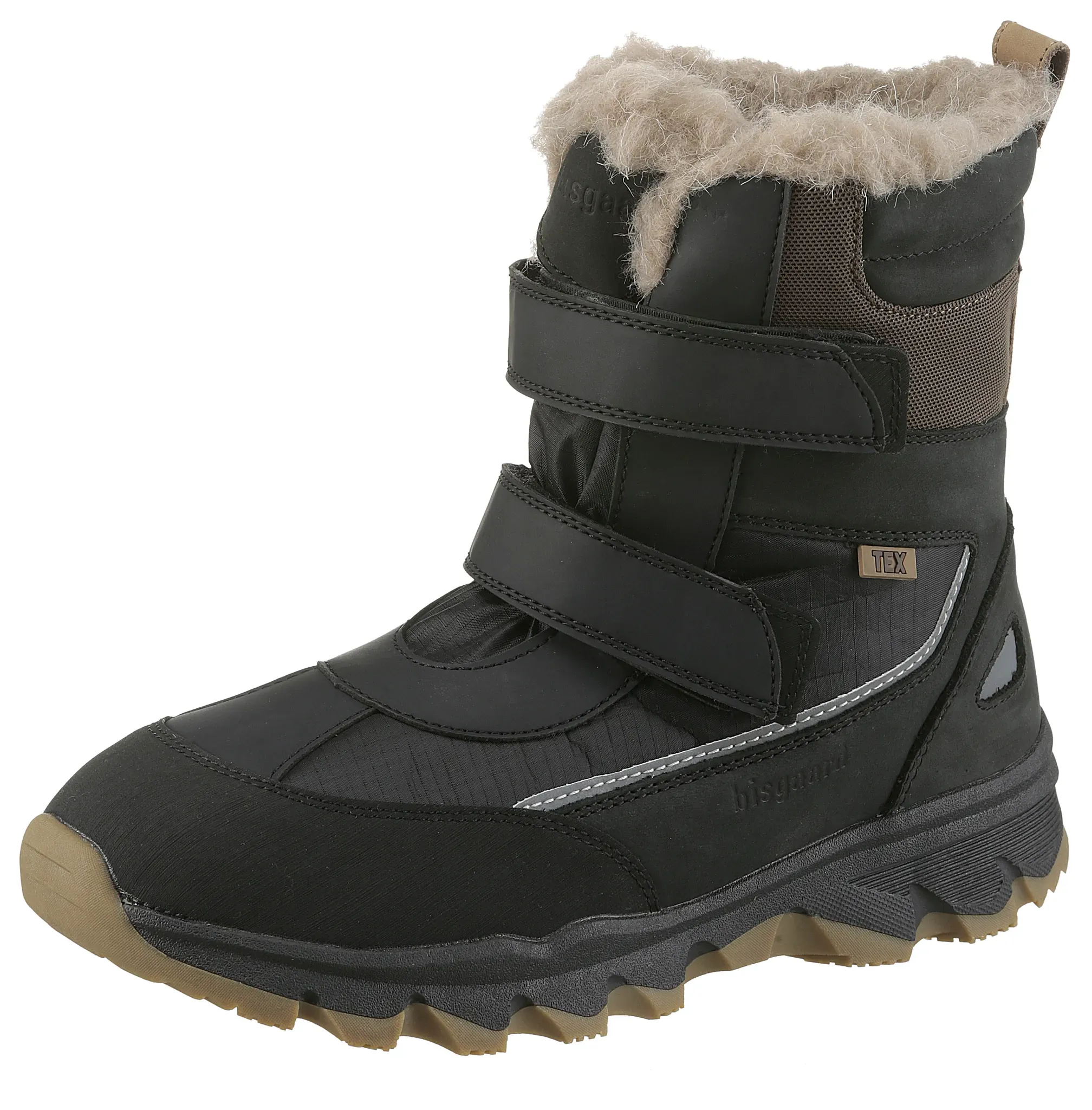 Winterstiefel BISGAARD "bisgaard eddie tex", Kinder, Gr. 31, schwarz, Textil, Leder, sportlich, Schuhe, Snowboots, Klettstiefel, Outdoor Schuh mit TEX-Membrane