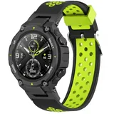 Strap-it Amazfit T-Rex (Pro) Armband Silikon 'Sport' für Amazfit T - Schwarz/Grün - Schnallenverschluss