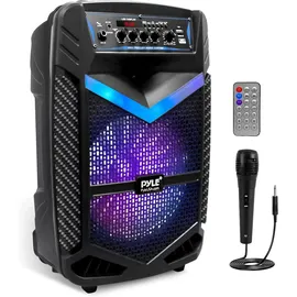 Pyle Audio Pyle PA Bluetooth Lautsprecher- Karaoke Maschine mit Karaoke Mikrofon, 600W, Musikbox Bluetooth Box, Partybox, Rechargeable, 10” Subwoofer, 1” Tweeter, Aufnahmefunktion, Partybeleuchtung, USB/SD-Radio