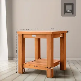 deluke Beistelltisch EMMY quadratisch 45x45x50cm, Holz, Teak Kleiner Tisch Couchtisch für Wohnzimmer