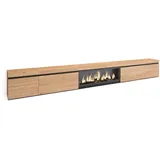 SKRAUT HOME Wohnzimmer Tv-schrank, Viel Stauraum, 368x35x45cm, Elektrokamin Xxl, Moderner Stil, Eiche