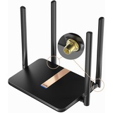 Cudy AC1200 entsperrter 4G LTE Modem Router mit SIM-Kartensteckplatz, 1200 Mbit/s Mesh-WLAN, austauschbaren Mobilfunkantennen, SMA, DDNS, VPN, Cloudflare, LT500D mit austauschbarer Antenne