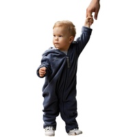 Hoppediz Baby Overall aus Fleece, extra lange Beine - perfekt für die Babytrage, Umschlagbündchen an Händen und Füßen - ocean 80-86