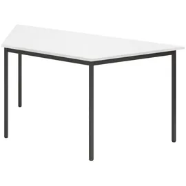 bümö Trapez-Tisch, Multifunktionstisch 160 x 69 cm in Weiß/Schwarz - Besprechungstisch, Konferenztisch, Meetingtisch, Mehrzwecktisch, Pausentisch für