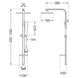 Mexen Q49 Duschsäule, schwarz/gold - 798494995-75