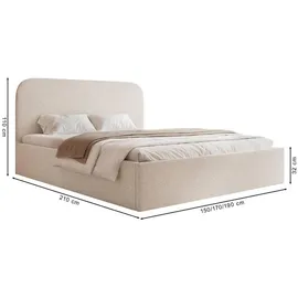 Selsey Polsterbett 140x200 mit Bettkasten, Bouclé, braun -