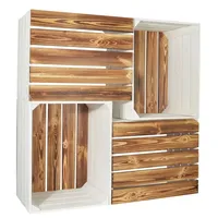 CHICCIE 4 Set Holzkiste Grete Weiß Geflammt 50x40x30cm -