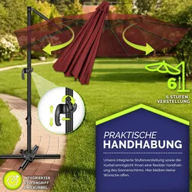 tillvex Premium Alu Sonnenschirm Ø 330 cm Rot