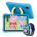 blackview Kinder Tablet 10 Zoll mit Schutzhülle, Android, WLAN, Elternkontrolle Tablet (10.1", 128 GB, Android 14, WLAN (Wi-Fi), Android 14, HD+ Display, 128GB, 5100 mAh,5G WiFi/WIFI 6/Gemini AI) blau