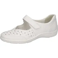 WALDLÄUFER Riemchenballerina WALDLÄUFER "HENNI", Damen, Gr. 10 (44,5), weiß, Nappaleder, unifarben, Schuhe Riemchenballerina, Komfortschuh, Halbschuh in Komfortweite H (= sehr weit)