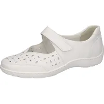 WALDLÄUFER Riemchenballerina WALDLÄUFER "HENNI", Damen, Gr. 10 (44,5), weiß, Nappaleder, unifarben, Schuhe Riemchenballerina, Komfortschuh, Halbschuh in Komfortweite H (= sehr weit)