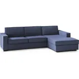 Talamo Italia Schlafsofa Adelia, Ecksofa, 100% Italy, Sofa mit Drehöffnung, Rechte Containerhalbinsel, mit schmalen Armlehnen, Cm: 260x95h90, Blau - Blau