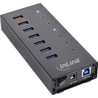 InLine USB 3.0 Hub, 7 Port, Aluminiumgehäuse, schwarz, mit 2,5A Netzteil