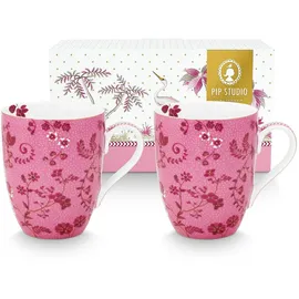 Pip Studio Jolie Flowers Becher 0,35 l Rosa 2 St.