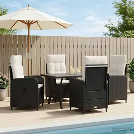 vidaXL Outdoortisch-Set 5 Stk.  Schwarz/Cremeweiß