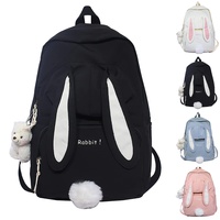 Hokuto Kawaii Rucksack Schule Kinder Mädchen Teenager Kaninchen-Backpack Süßer Hasen Große Kapazität Wasserdicht Rucksack (B-Black)