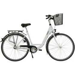 Hawk City Wave Premium Plus White Damen 28 Zoll - Fahrrad mit 3-Gang Shimano Nabenschaltung, Beleuchtung & Ergogriffen