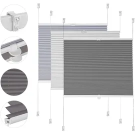 Sekey Plissee ohne Bohren Verdunkelung, Fenster Plissee Klemmfix Jalousie 70 cm breit, Verspannt Blickdicht Sonnenschutz Fensterollo, 70x210cm, Dunkelgrau