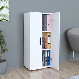 [en.casa] Mehrzweckschrank, Weiß, Holzwerkstoff, 49x108x32 cm, Waschküche, Mehrzweckschränke