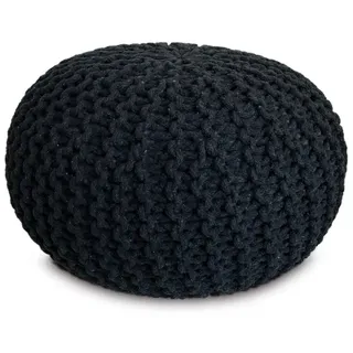 amagohome Sitzpouf Strickhocker Pouf Ø45 H30cm Bodenkissen Indoor Baumwolle nachhaltig recycelt : anthrazit