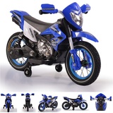 Moni Kinder Elektromotorrad Super Moto FB-6186 Luftreifen Musik Licht Stützräder blau