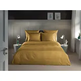 Heckett and Lane Bettwäsche Banda, Mako-Satin, 2 teilig, hochwertiges Mako-Satin, Streifen Satin, Bettwäsche ab 135x200 cm. goldfarben