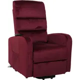 Mendler Fernsehsessel HWC-K62, Sessel Relaxsessel TV-Sessel, Liegefunktion Aufstehhilfe elektrisch, Metall Chenille ~ bordeaux